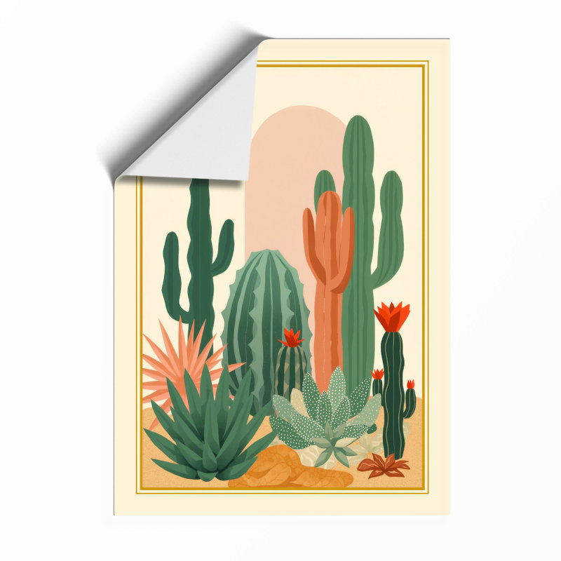 Desert Botanical Study Art Deco - Framed Print, A2 - 59.4 x 42.0 cm, Unframed
