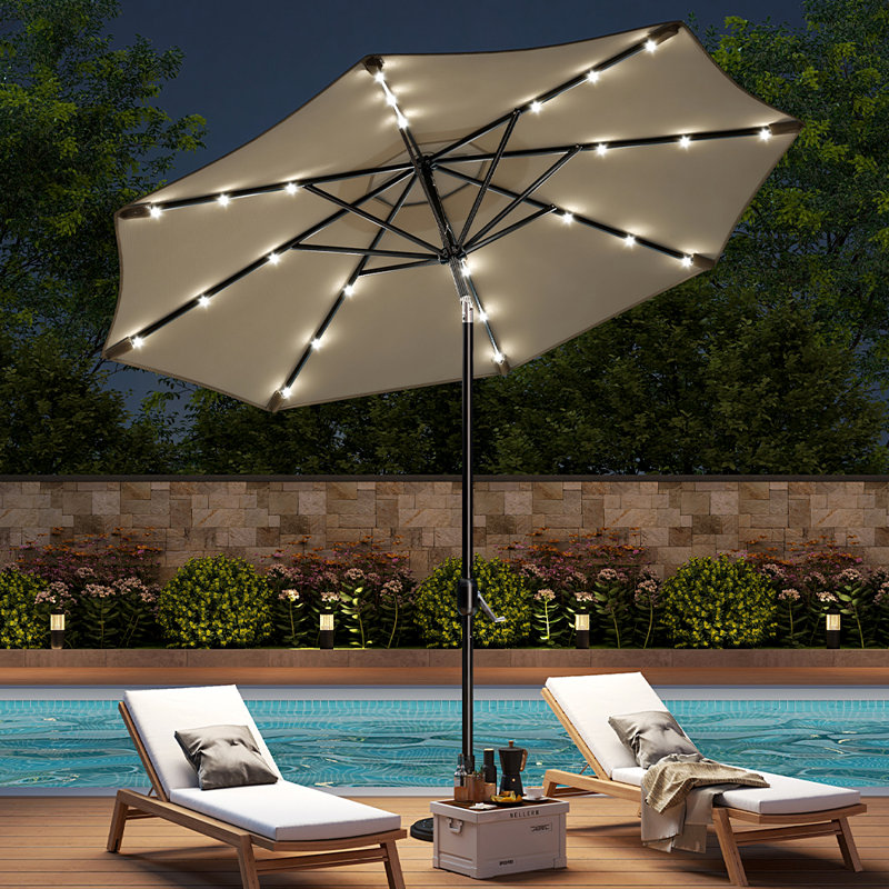 Olympia 3m Traditional Parasol with LED Light(single umbrella without base), Beige