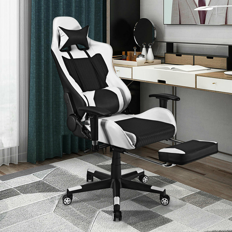 Fauteuil de jeu, Blanc / noir