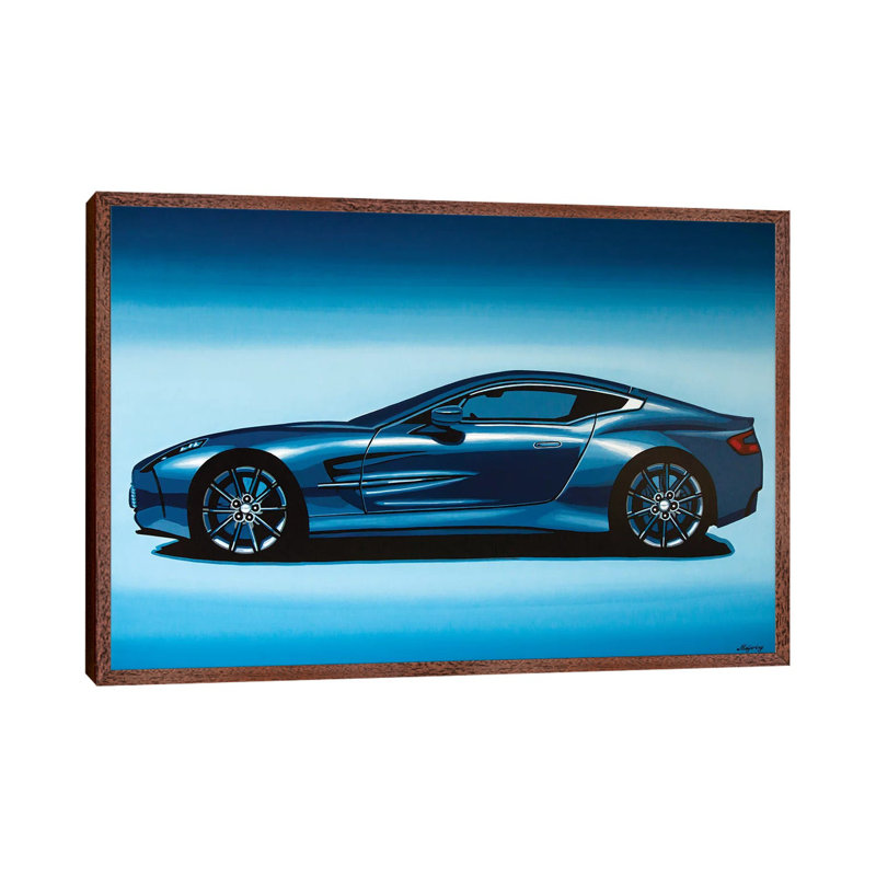 Aston Martin One 77 2009 by Paul Meijering - Painting on Canvas, Classic Brown Wood Framed, 66.04 cm H x 45.72 cm W