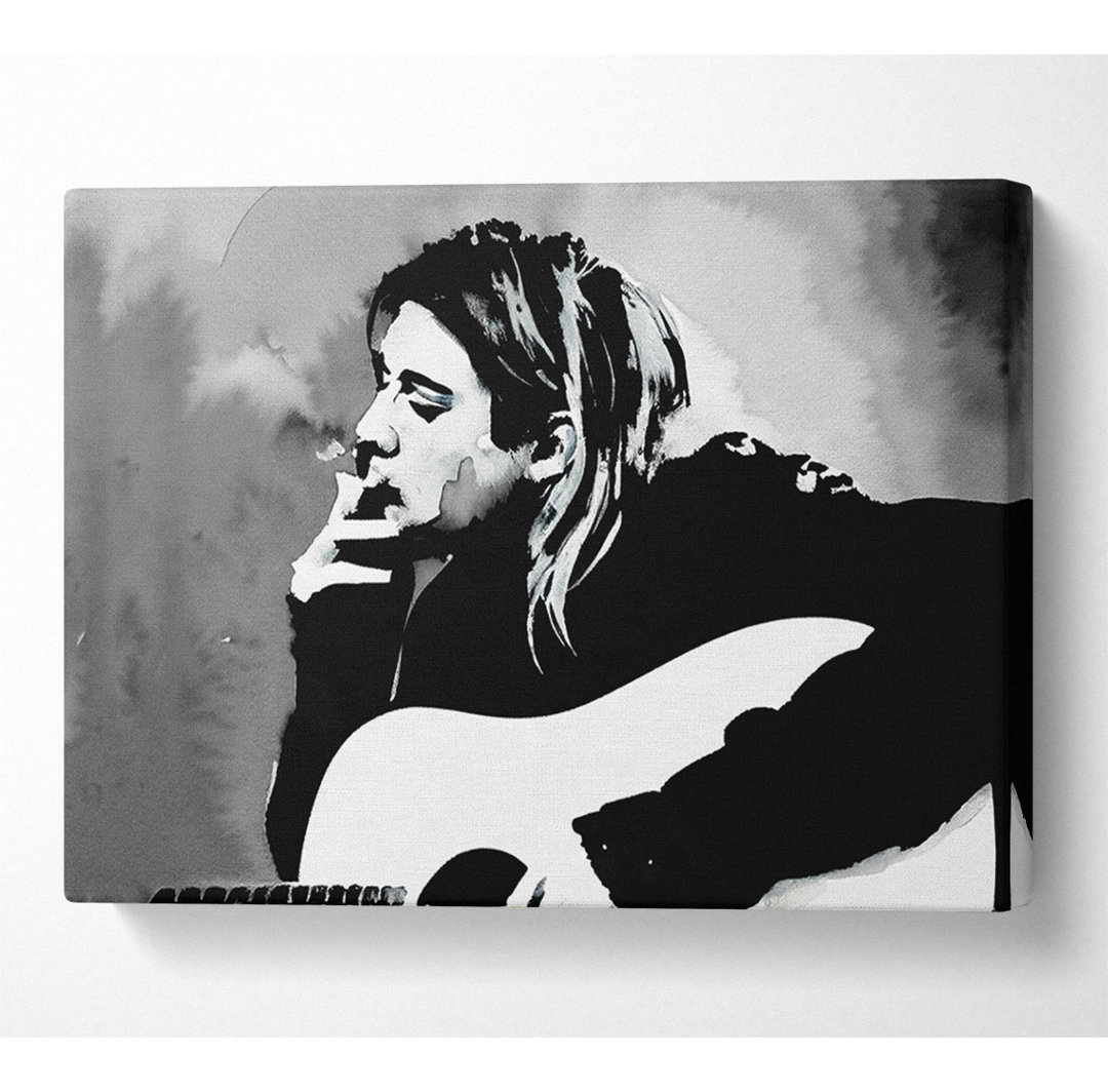 Kurt Cobain Guitar Smoke - Kunstdrucke auf Leinwand - Wrapped Canvas