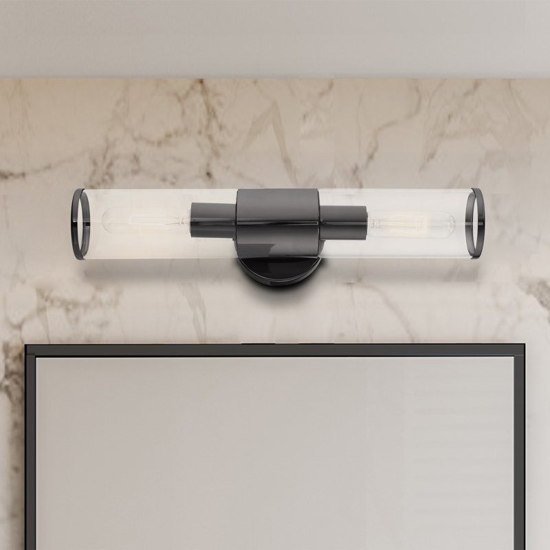 Bancroft Black Chrome 2-Light ADA Vanity with Clear Glass