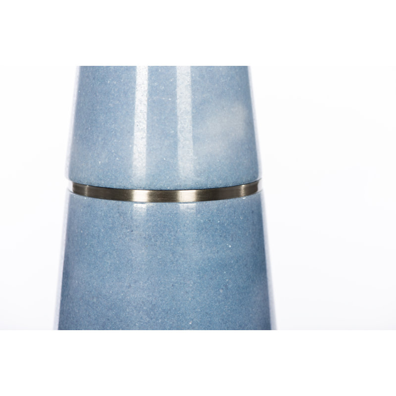 Lush Blue Marble Table Lamp with Brushed Nickel Accents