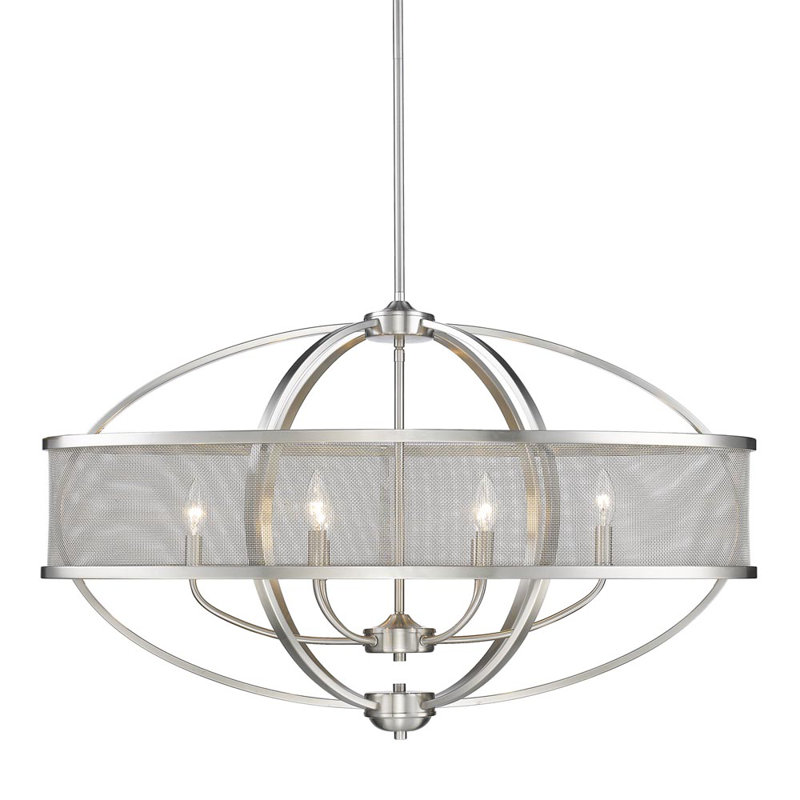 Lustre 6 lumières façon bougie Petitt, Étain, Étain