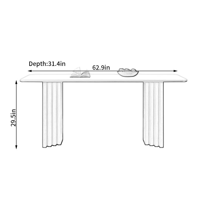 Table de salle à manger Ahnesti, H 29,5 po x L 31,4 po x l 62,9 po
