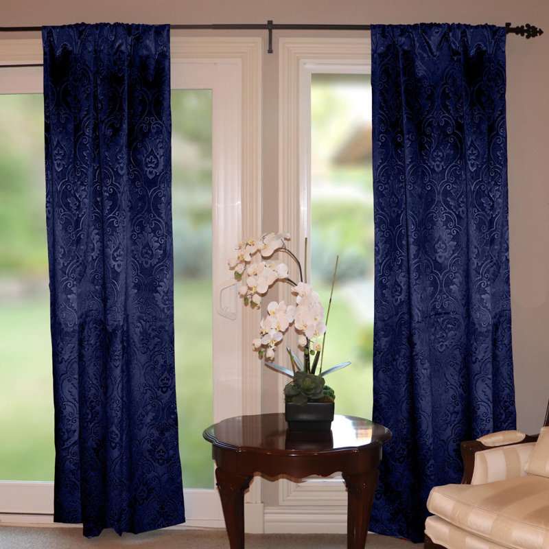 Rideau obscurcissant en velours Izea, Bleu marine, L 54 po x L 120 po