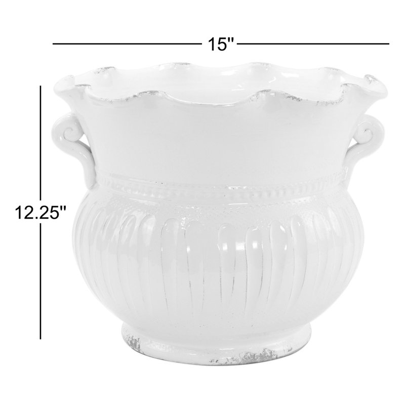 Grand pot à fleurs rustique blanc