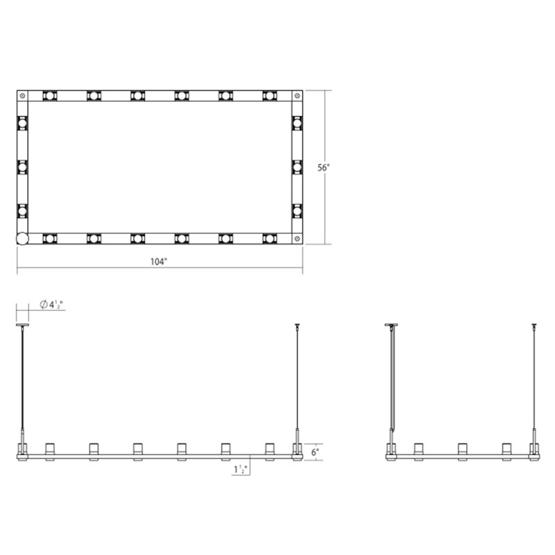 Intervals® 18 - Light LED Kitchen Island Pendant, Black, Etched