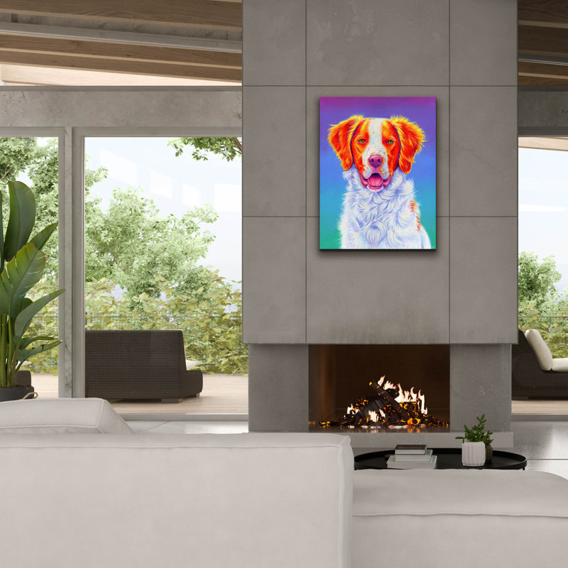 «Brittany Spaniel» par Rebecca Wang, art mural sur toile, H 34 po x l 26 po x P 1,5 po