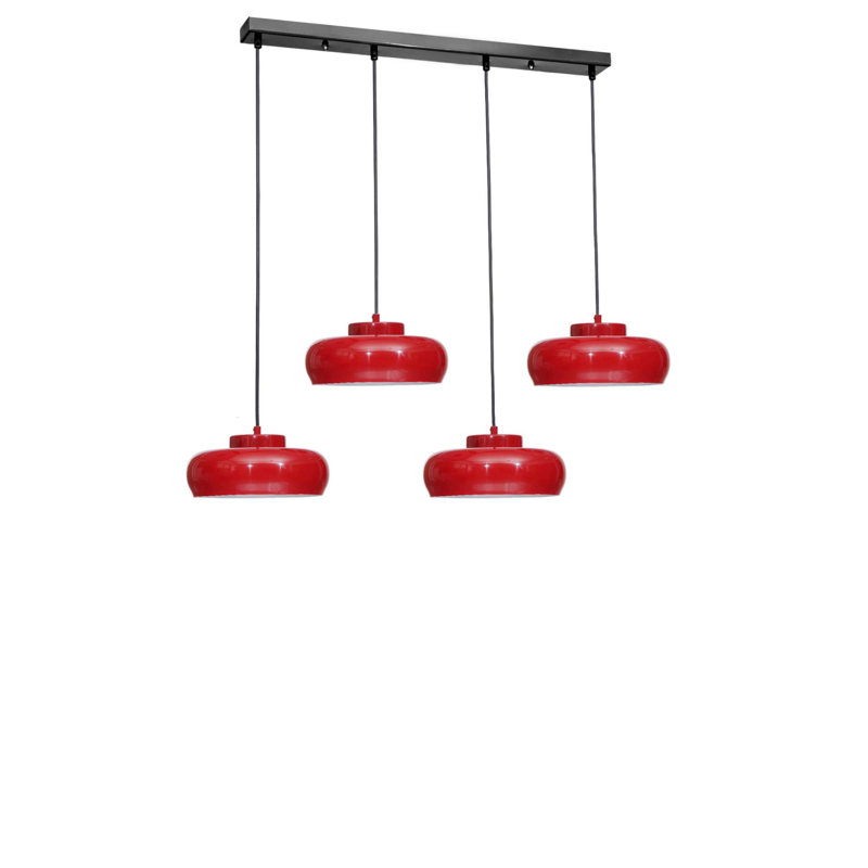 Lustre, 4 étages, Rouge / Noir, Quatre lumières