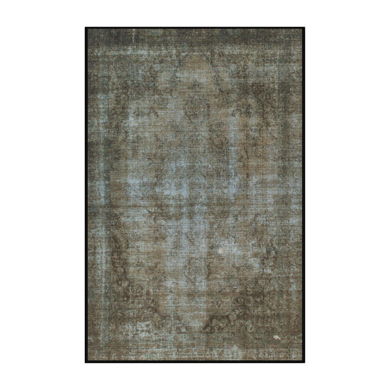 Tapis gris foncé en laine Power Loom, Rectangle 8 pi x 10 pi