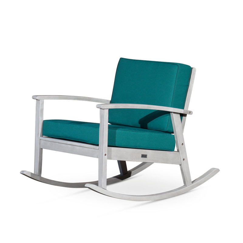 Chaise berçante en eucalyptus, Argenté / Vert
