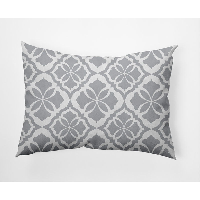 Geometric Outdoor Reversible Throw Pillow, Gray