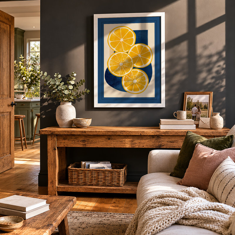 Sliced Oranges Geometric - Framed Print, A1 - 84.1 x 59.4 cm, White