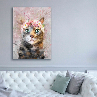 «Flower Crown Tabby Cat 3» par Furbaby Affiliates, art mural sur toile