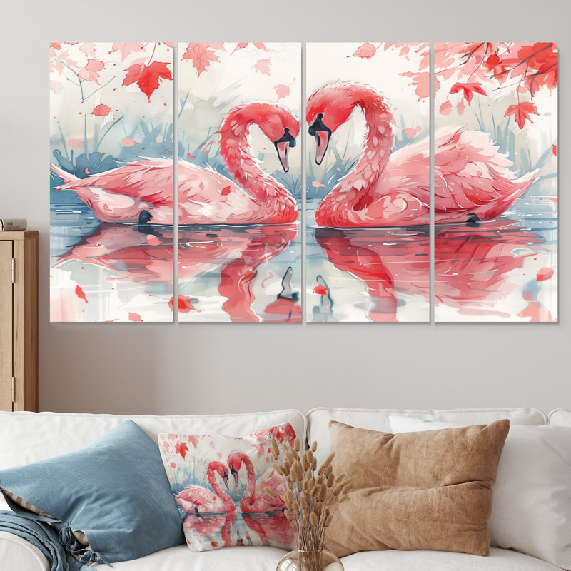 Ensemble d'art sur toile Cheadle - Swans Animal, H 32 po x l 64 po