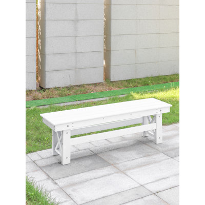 SeeHill HDPE Outdoor Bench, 55" Patio Bench Outdoor Furniture, Poly Lumber Adirondack Bench, Fade-Resistant Garden Bench, All Weather HDPE Bench for P by Latitude Run