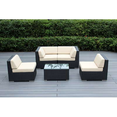 Billyjo Wicker 4 - Person Seating Group with Cushions - No Assembly