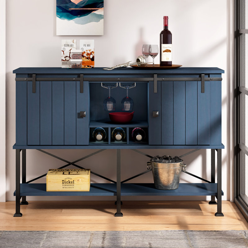 Bar avec rangement pour le vin Ilverny, Bleu marine