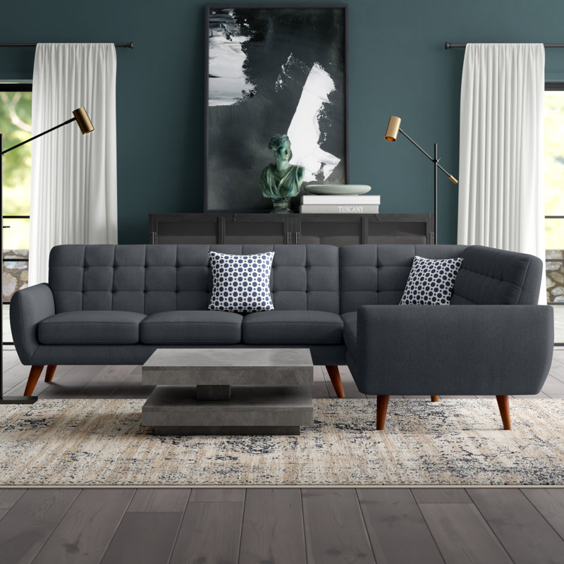 Austell Upholstered L-Shaped Sectional Symmetrical, Ash Black