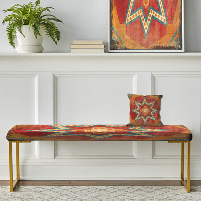 Fierro - Abstract Bohemian Upholstered Gold Bench