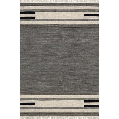 Black Brooklyn Tasseled Wool Area Rug