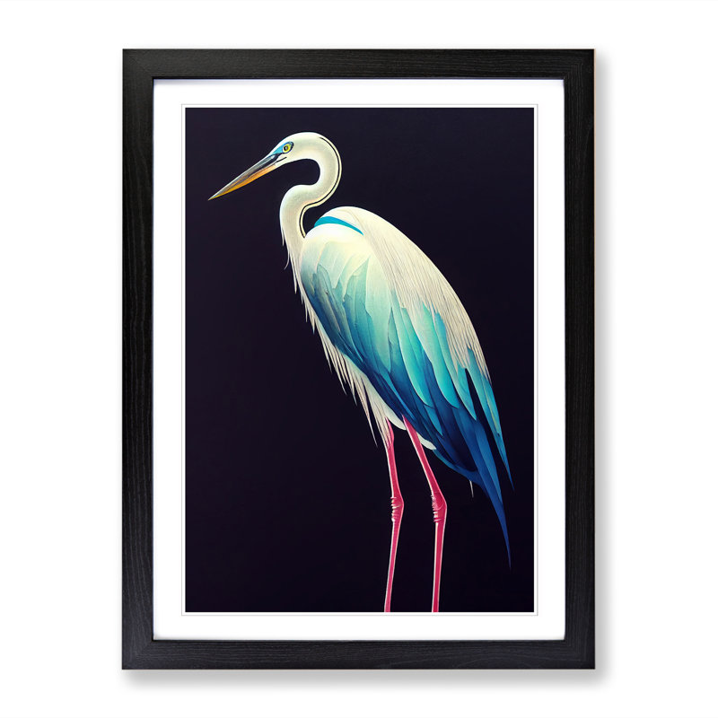 Heron Bird Cyberpunk - Wall Art, Black, 64cm H x 46cm W x 2cm D