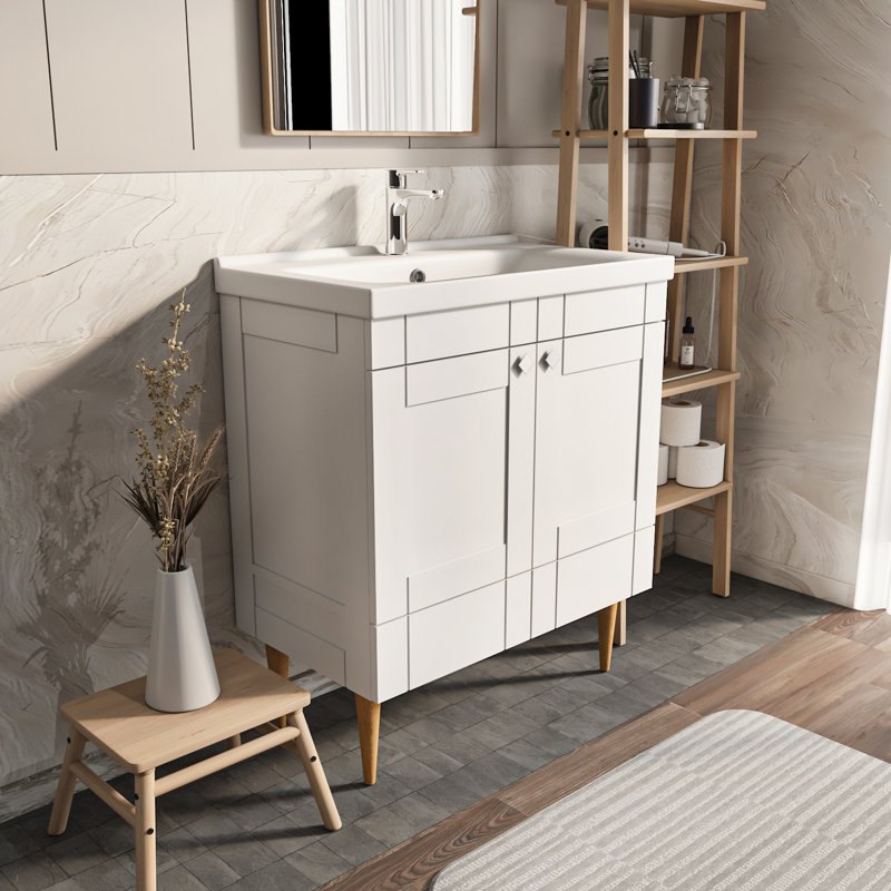 Sara Bathroom Vanity with Ceramic Sink, 31", White