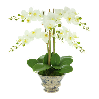 Arrangement d'orchidées en polysilk dans un vase