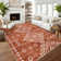 Boho Machine Washable Rug with Rubber Backing for Living Room Non-Slip Dining Room Rug Easy-Cleaning Floor Carpet for Bedroom Office Playroom_OKPHO_338N_Geometric_Brick Red