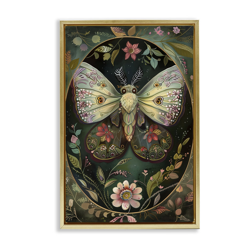 Cadre flottant vert papillon victorien aux tons verts, design par The Dutch Lady, H 25 po x l 17 po