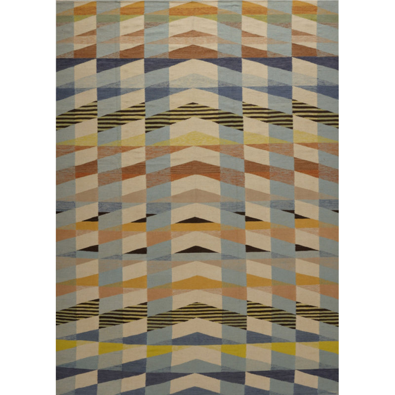 Chevron Area Rug in Blue/Beige