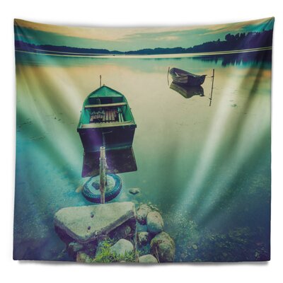 Boats in Vintage Style Lake Tapestry -  East Urban Home, 070FEF651DAD4AC5A56C8038CB539990