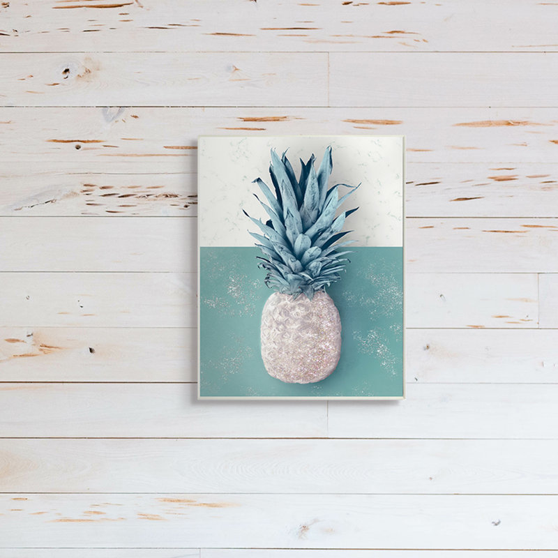 Ananas tropical avec vert beige, Plaque murale, H 15 po x l 10 po