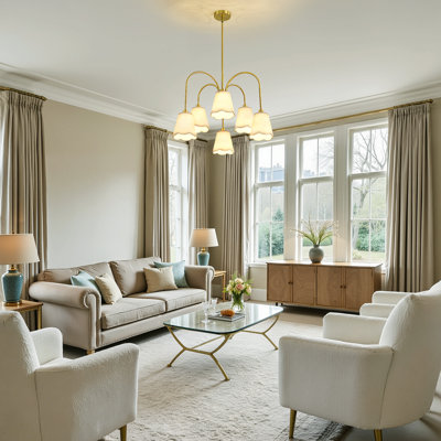 6-Light Modern Dimmable Chandelier With Fabric Shades