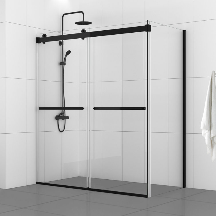 Spezia 64.6'' W 76'' H Semi-Frameless Rectangle Reversible Shower Enclosure