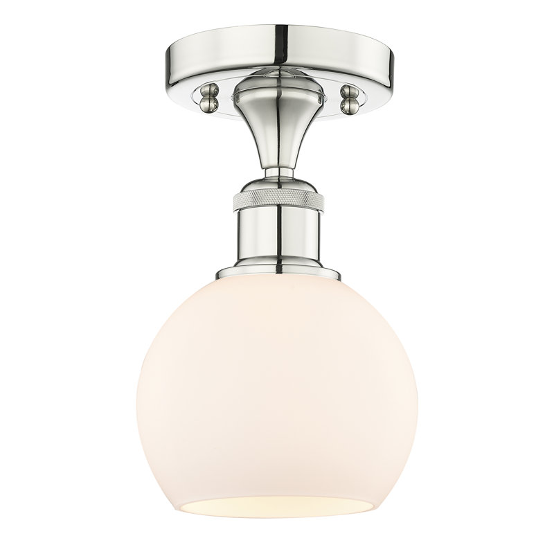 Plafonnier Grampian, H 9,88 po x l 6 po x P 6 po, Blanc mat, Nickel poli