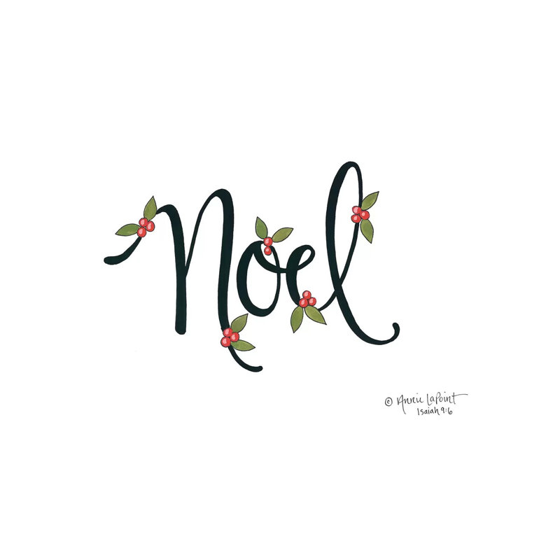 Noel With Berries by Annie LaPoint - Wrapped Canvas Gallery-Wrapped Canvas Giclée, 20.32 cm H x 30.48 cm W