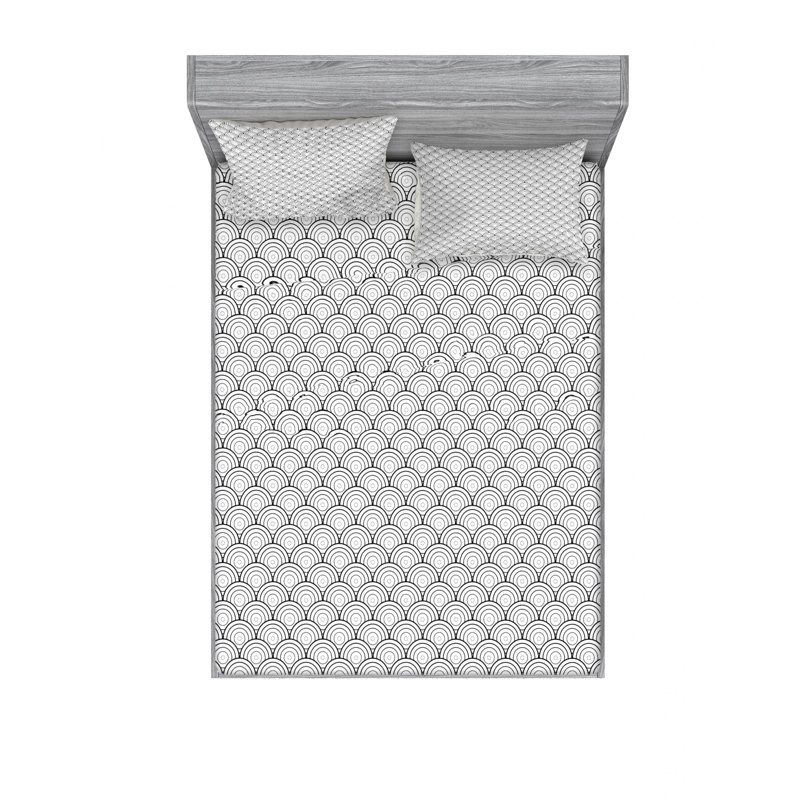 Microfiber Geometric Sheet Set, Queen Sheet Set with Fitted Sheet