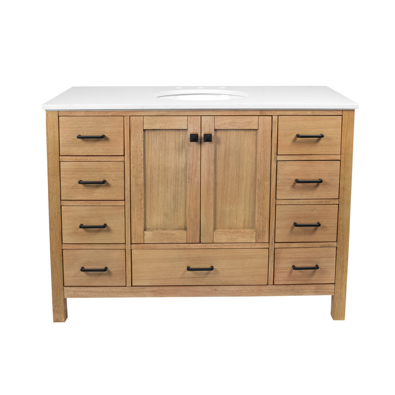 Ensemble de meuble-lavabo simple 48 po Claudett, Blanc d'ingénierie, Blond