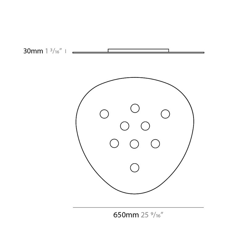 Scudo 9 - Light Unique/Statement Geometric LED Flush Mount, Gray