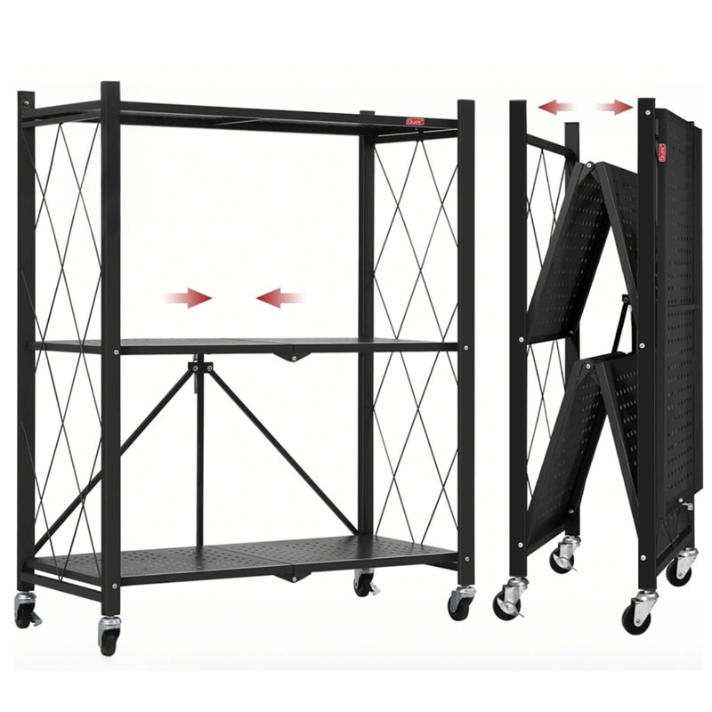 3-Tier Collapsible Rolling Storage Rack