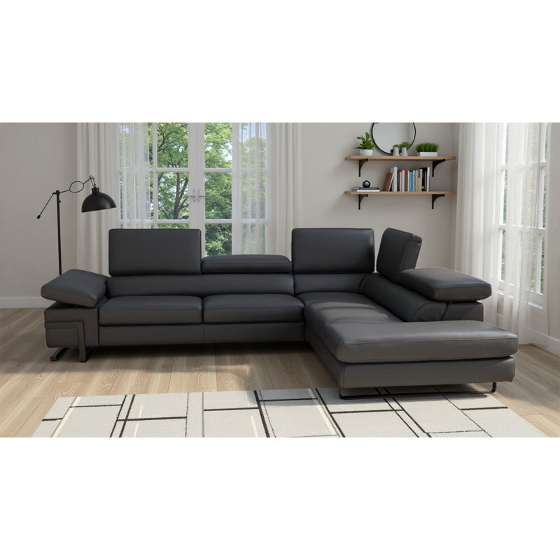 Canapé modulaire Norwich RAF en gris clair, Cuir gris foncé