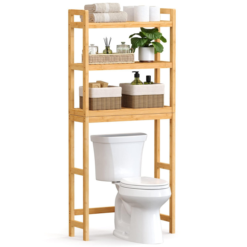 Étagère de salle de bain moderne à 3 niveaux en bambou, réglable et facile à assembler, P 10,2 po x l 24,8 po x H 64,2 po