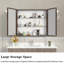 Miroir à pharmacie mural 32 * 28 pour salle de bain avec tablette réglable en hauteur et fonctionnement silencieux, structure en aluminium, jaune + corail, corrosion, miroir d'armoire formaldéhyde, matériau, multiples-437182486