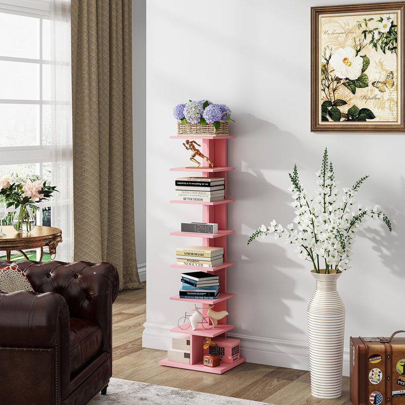 Bibliothèque verticale étroite à 8 niveaux, Pink
