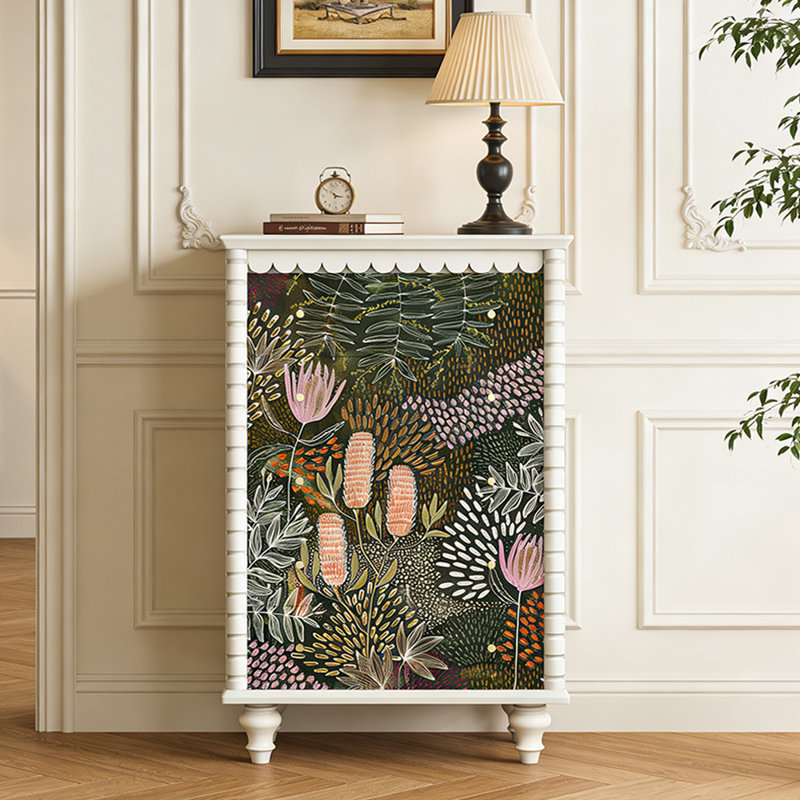 Commode d'entrée Mid-Century en bois massif, Blanc