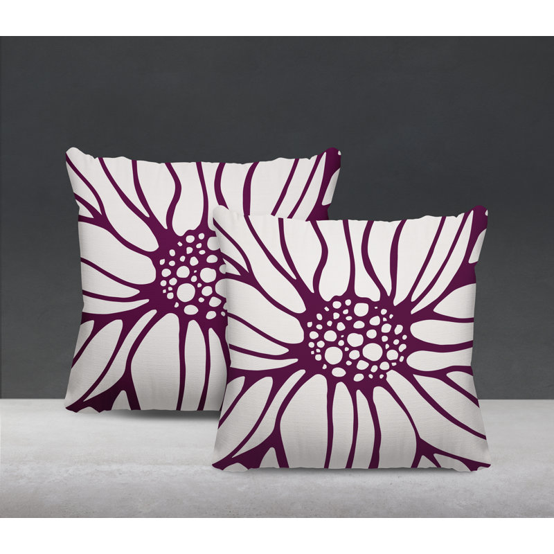 Housse et insert de coussin décoratif intérieur / extérieur en mélange de polyester, L 15 po x H 15 po, Mauve