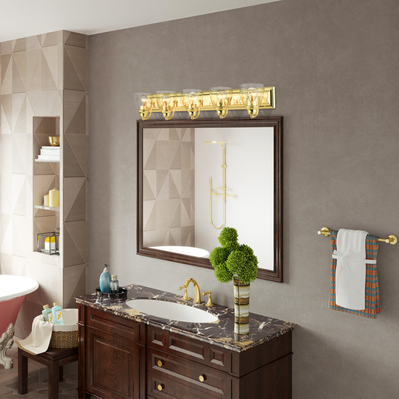 5 - Light Dimmable Vanity Light, Polished Brass