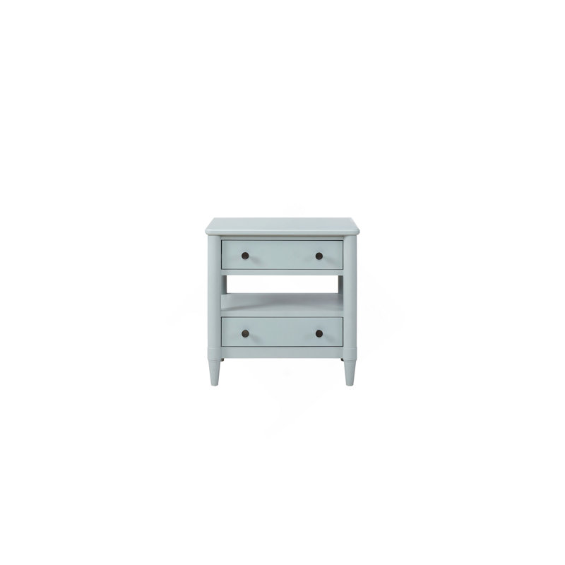 Table de chevet ouverte avec 2 tiroirs, Bleu clair
